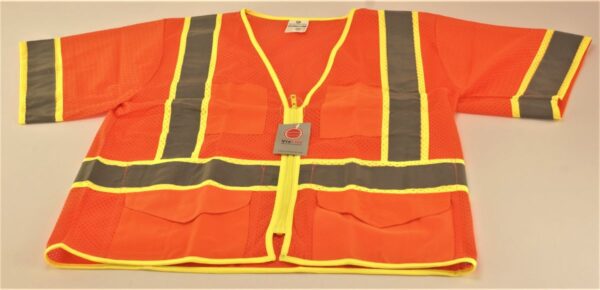 Reflective Vest ML Kishigo Class 3 Model 1243 Size L Orange Zip Front Pockets