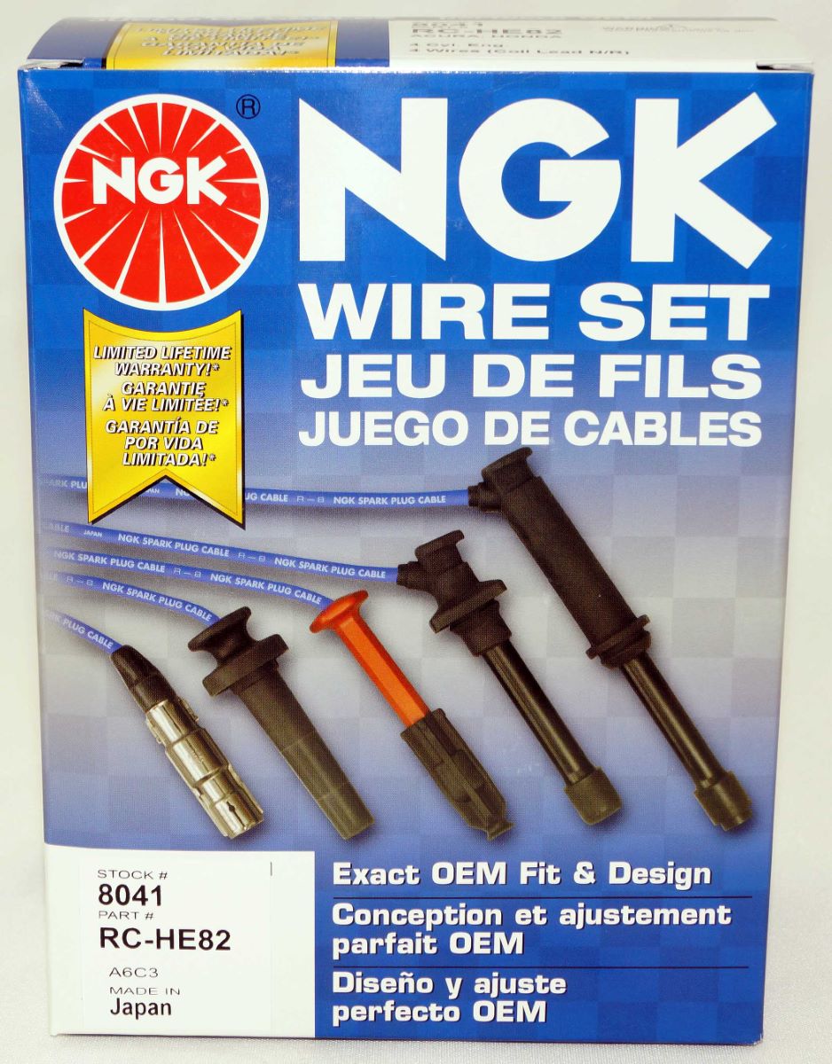 thumbnail image 2 of NGK HE82 Blue Spark Plug Wires + V-Power Spark Plugs BKR5E11 For Acura Integra 2 of 2