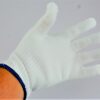 Pack of 12 Medium Weight 100% Nylon White Work Gloves Blue Cuff One Size - Image 3