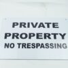 PRIVATE PROPERTY NO TRESPASSING Sign DiBond  12" x 18" White w/ Black Letters