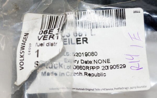 Genuine OEM 06E-133-681-L Volkswagen Audi Lower Pressure Fuel Rail - Image 2