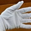 One Pair 100% Cotton Glove Inspection Open Cuff Dotted Palm Raised Large - Image 3