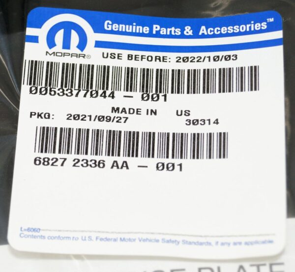 Genuine OEM 68272336-AA Mopar Front License Plate Bracket - Image 2