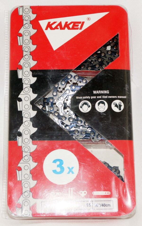 3 Pack of Kakei Chainsaw Chain 1B4Q55X 16” 3/8” LP Pitch .043” Gauge 55DL