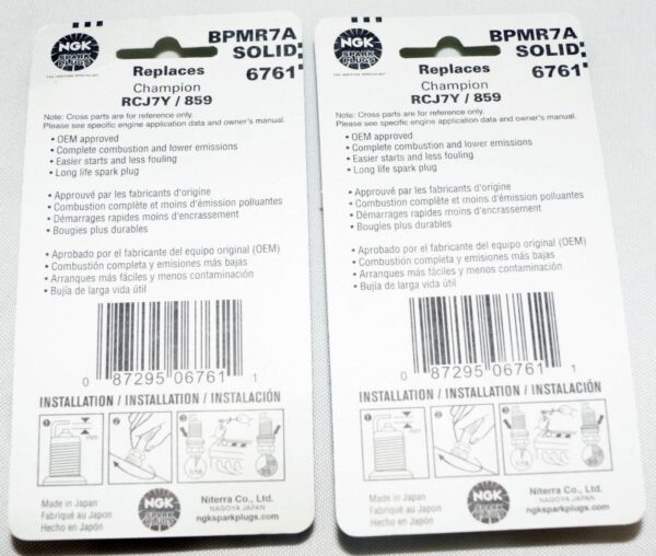 2 Pack Genuine NGK 6761 BPMR7A Nickel Spark Plugs Lawn & Garden Solid Terminal - Image 2