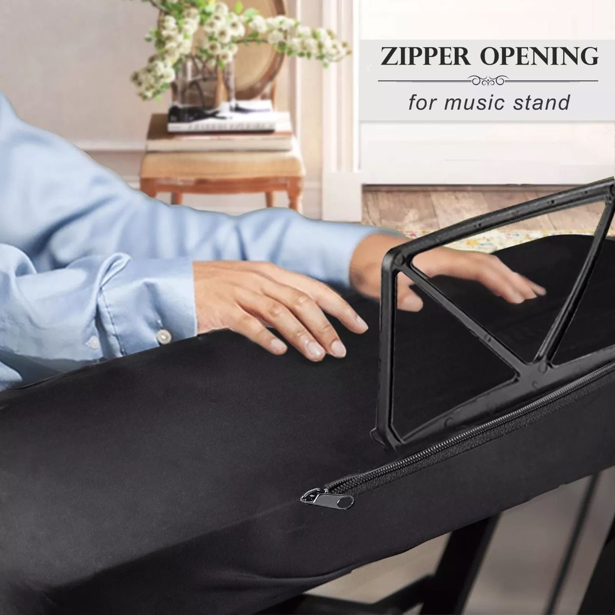Stretchy 88 Keys Piano Keyboard Dust Cover with Music Stand Opening - Image 2