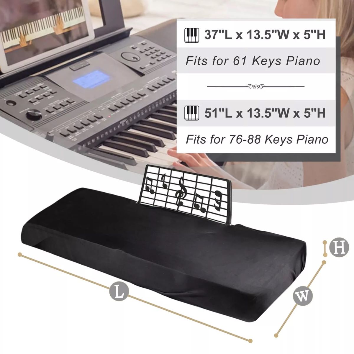 Stretchy 88 Keys Piano Keyboard Dust Cover with Music Stand Opening - Image 7