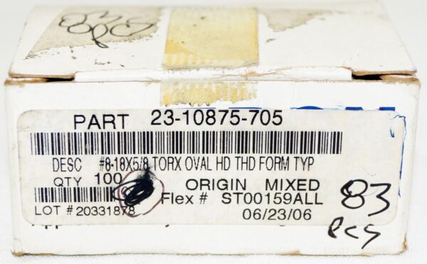 Box of 83 Freightliner 23-10875-705 Screw Tapping Torx Oval Head #8 x 0.625 - Image 5