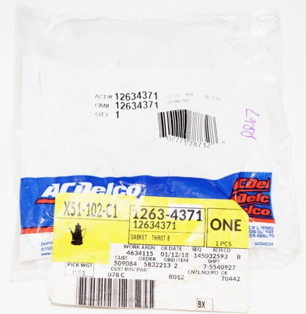 Genuine OEM ACDelco Fuel Injection Throttle Body Mounting Gasket GM 12634371 - Image 2
