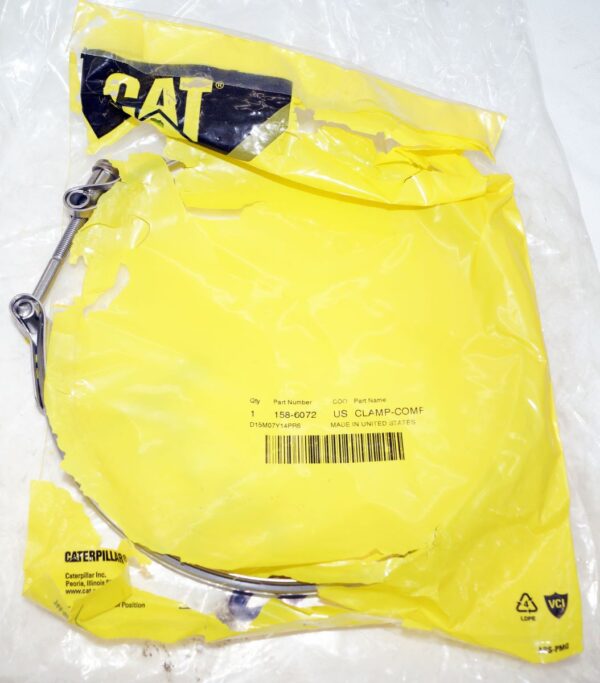 Genuine OEM Caterpillar 158-6072 Compressor Clamp 187.7mm Inner Diameter - Image 2
