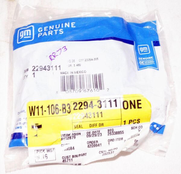 Genuine OEM 22943111 ACDelco GM Differential Pinion Seal - Image 2
