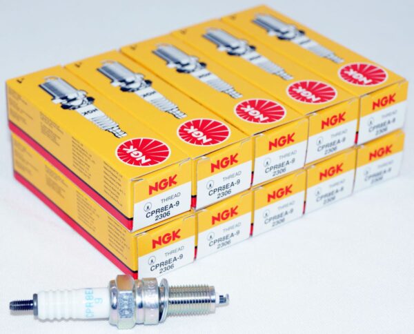 Set of 10 Genuine NGK 2306 CPR8EA-9 Nickel Spark Plugs