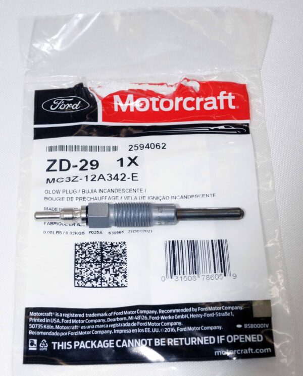 Genuine OEM ZD-29 Motorcraft Glow Plug Ford MC3Z-12A342-E superceded from ZD9
