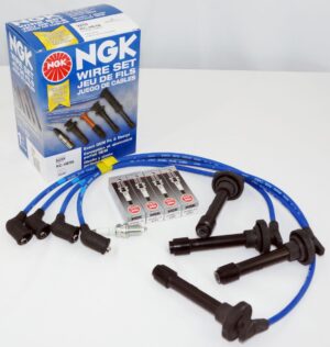 Set of 4 Genuine NGK 4291 ZFR6F-11 V-Power Spark Plugs and 9259 HE56 Wire Set