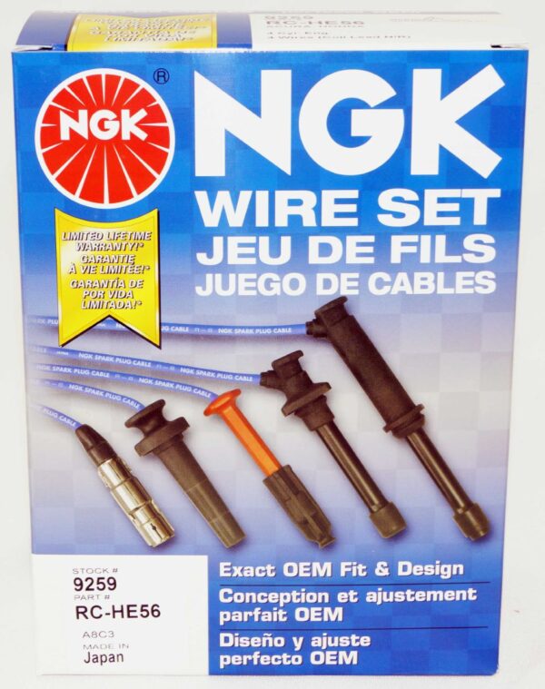 Set of 4 Genuine NGK 4291 ZFR6F-11 V-Power Spark Plugs and 9259 HE56 Wire Set - Image 11