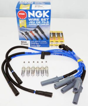 Set of 6 NGK 3381 LZTR5AGP Platinum Spark Plugs and 53141 CRX067 Wire Set Kit