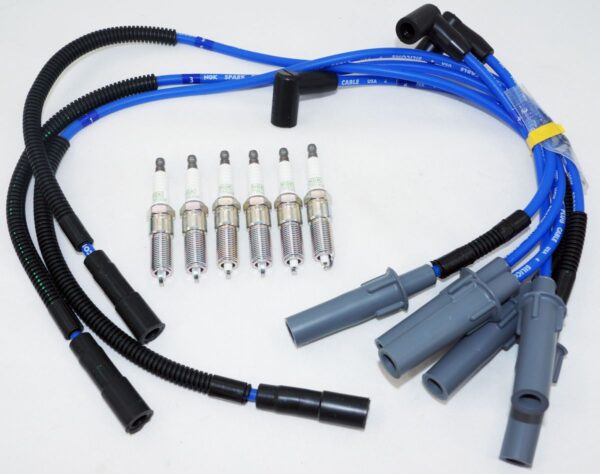 Set of 6 NGK 3381 LZTR5AGP Platinum Spark Plugs and 53141 CRX067 Wire Set Kit - Image 3