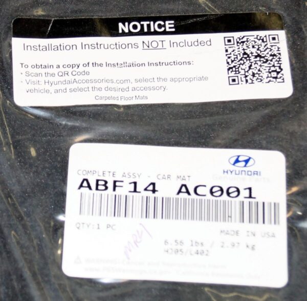 Genuine OEM ABF14-AC001 Hyundai 21-24 Elantra Carpet Floor Mats - Image 2