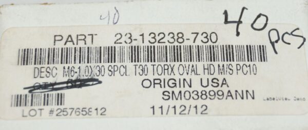 Screw Oval Head M6X1X30 D Freightliner 23-13238-730 - Image 3
