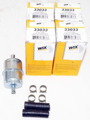 4 Pack Wix 33033 Complete In-Line Fuel Filter
