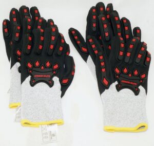 3 Pairs Armor Guys Nitrile Palm Coat Glove Padded Palm Back Hand Protect Sz Med