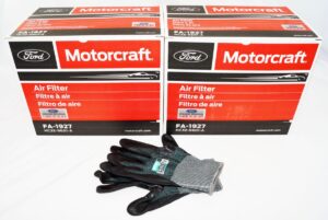 2 Pack Powerstroke Diesel Air Filter Genuine OEM Motorcraft FA1927 Ford with Pair of Work Gloves