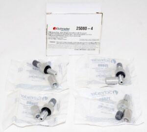 4 Pack Schrader 25080 Service Kit Straight Valve Stems 11.5mm Valve Hole w/Nuts