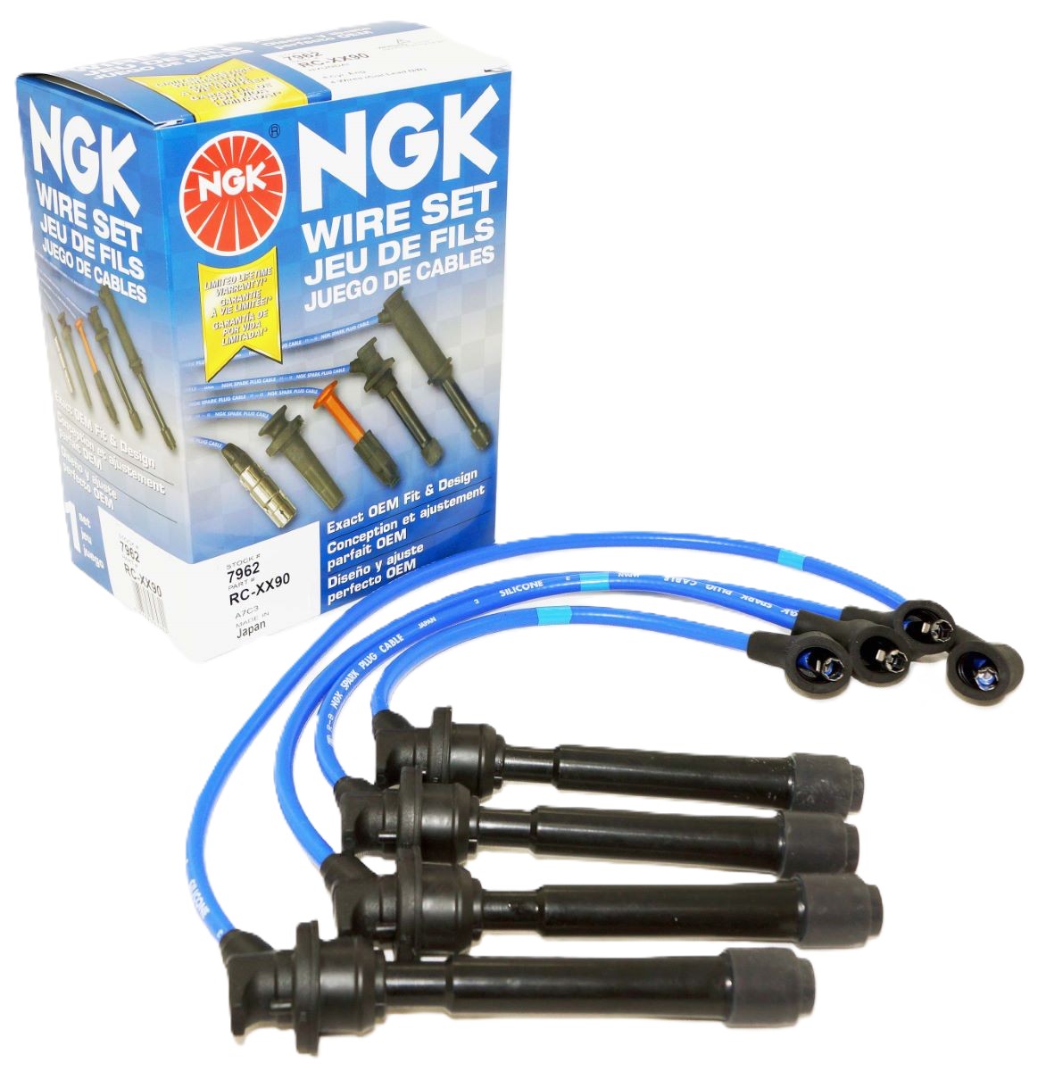 NGK Spark Plugs and Wire Set Kit for 07-12 Elantra 08-09 Spectra 10-11 Soul - Image 2