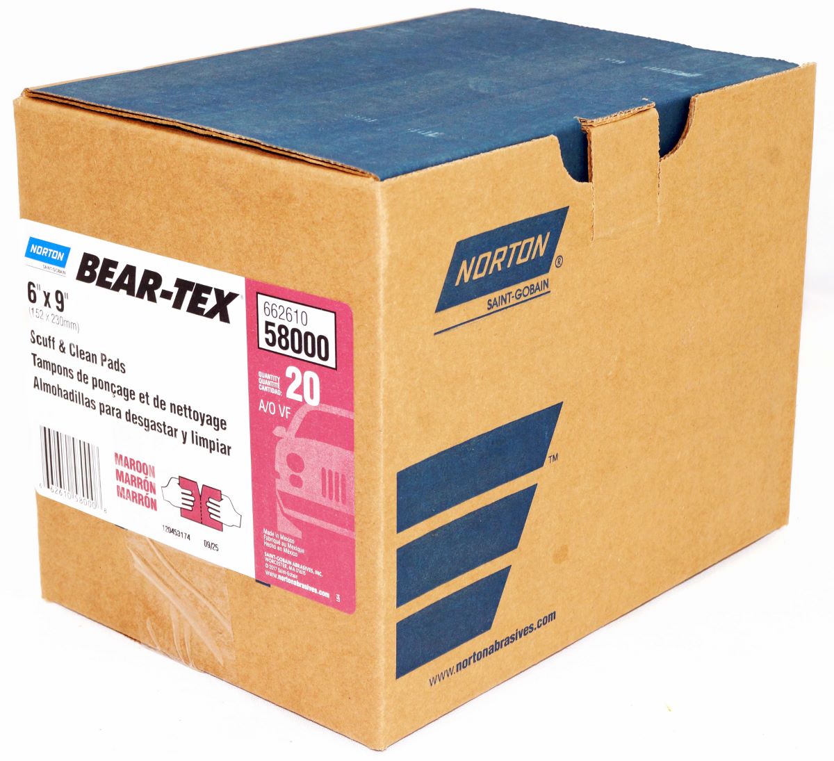 Norton Abrasives Bear-Tex 6 x 9 in Maroon Non-Woven Perforated Hand Pad - 58000 - Image 2