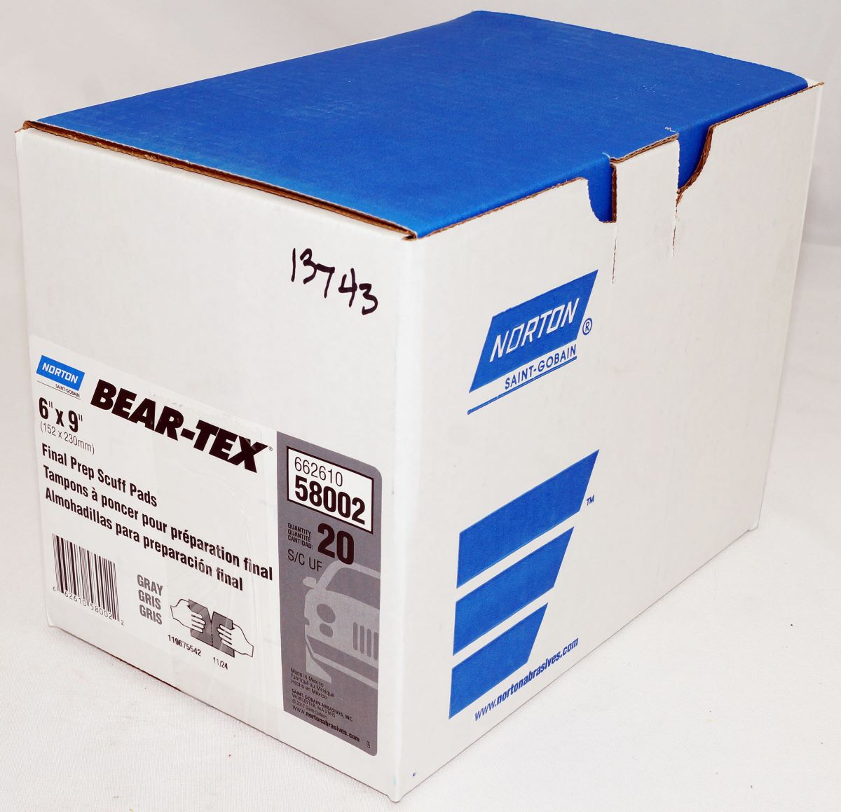 Norton Abrasives Bear-Tex 6 x 9 in Gray Non-Woven Perforated Hand Pad - 58002 - Image 2