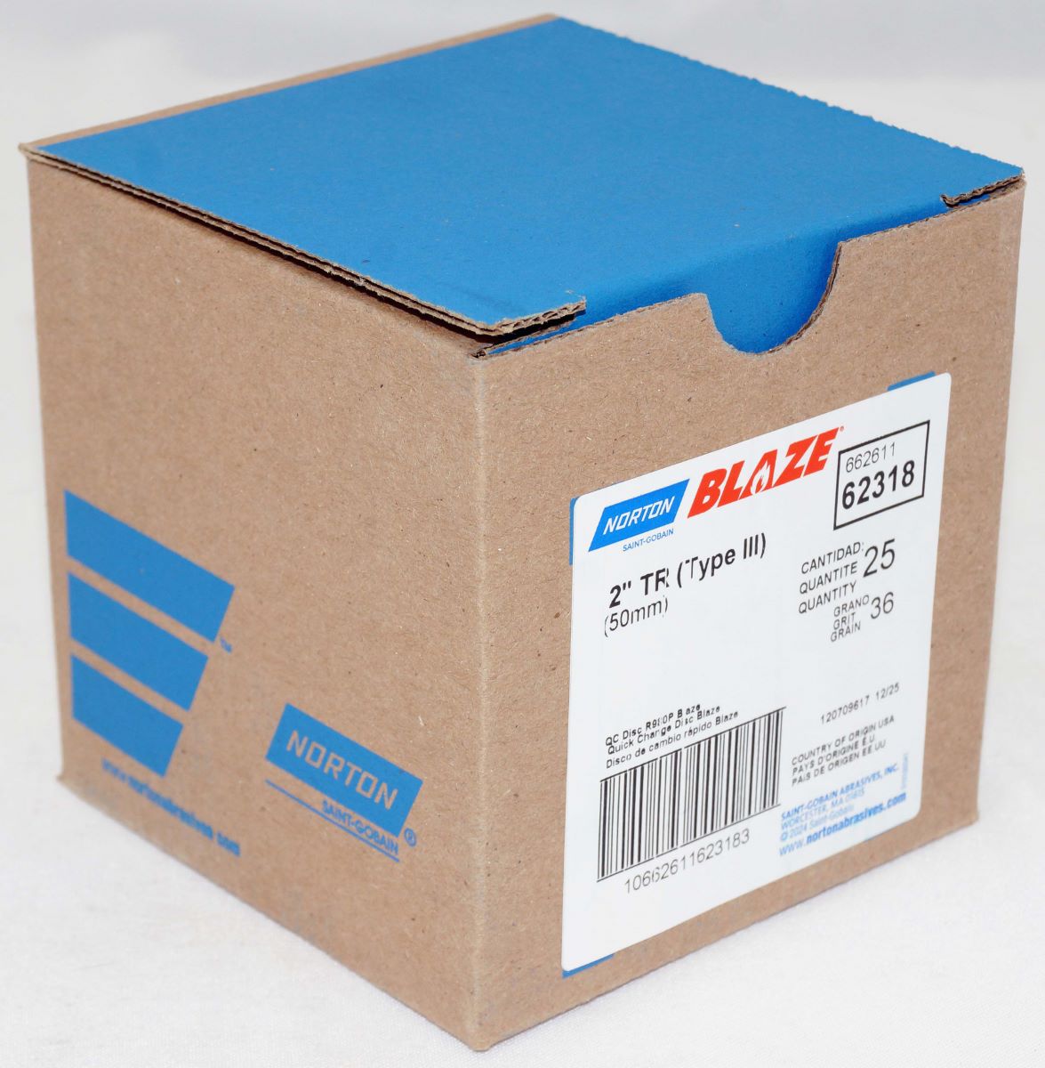 Norton Abrasives 62318 2” Blaze Cloth Quick-Change Disc TR 36 Grit R980P 25/box - Image 2