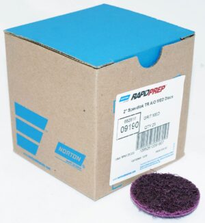 25 Discs Norton 2” Rapid Prep Non-Woven QC Aluminum Oxide Medium Grit - 09190