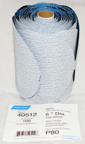 100 Discs 6” Norton DryIce Paper Disc Roll P80 Grit A975 Ceramic Alumina - 40512