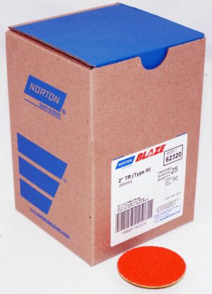 25 Discs - 2” Norton Blaze R980P 50 Grit - Coarse Cloth QC Discs - 62320