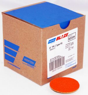 25 Discs - 2” Norton Blaze Cloth QC Disc TR (Type III) 80 Grit R980P - 62324