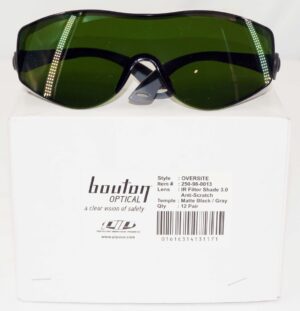 12 Pair PIP OverSite Glasses Safety Rimless Black/Gray IR Filter Shade 3.0