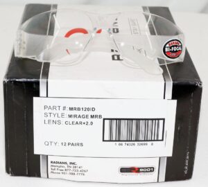 12 Pack MRB120ID RADIANS Glasses Mirage BI-Focal Clear 2.0 Diopter ANSI Z87.1
