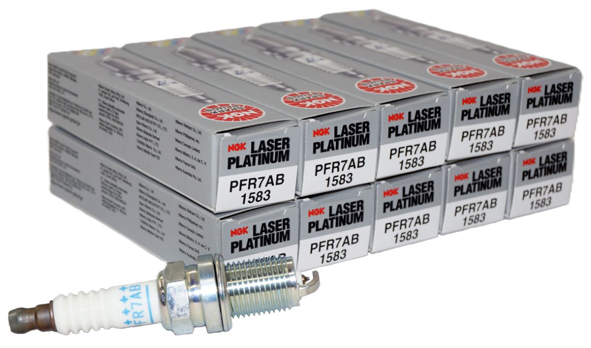 Set of 10 Genuine NGK 1583 PFR7AB Laser Platinum Spark Plugs was 93322