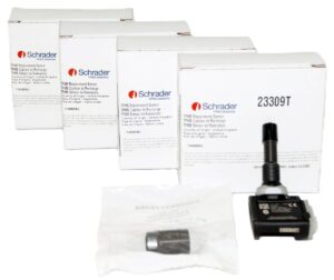4 Pack Schrader 23309T TPMS Sensor Aluminium Clamp-in Variable Angle Titanium