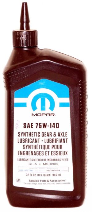 Genuine OEM Mopar Synthetic Gear Axle Lubricant SAE 75W-140 1 Quart 68218657AB