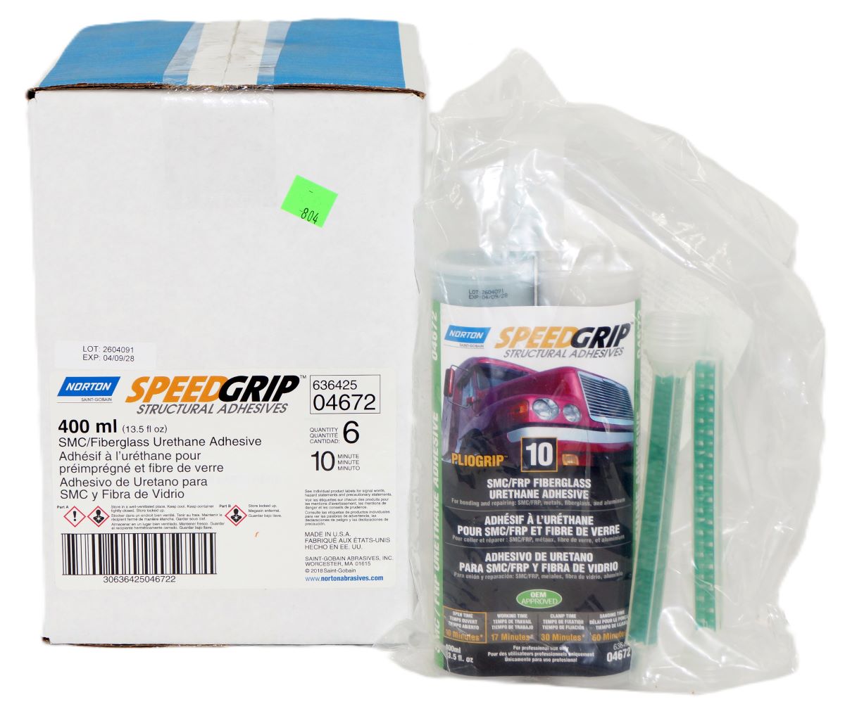 6 Pack Norton SpeedGrip Urethane SMC/Fiberglass Repair Adhesive 10 minutes 04672