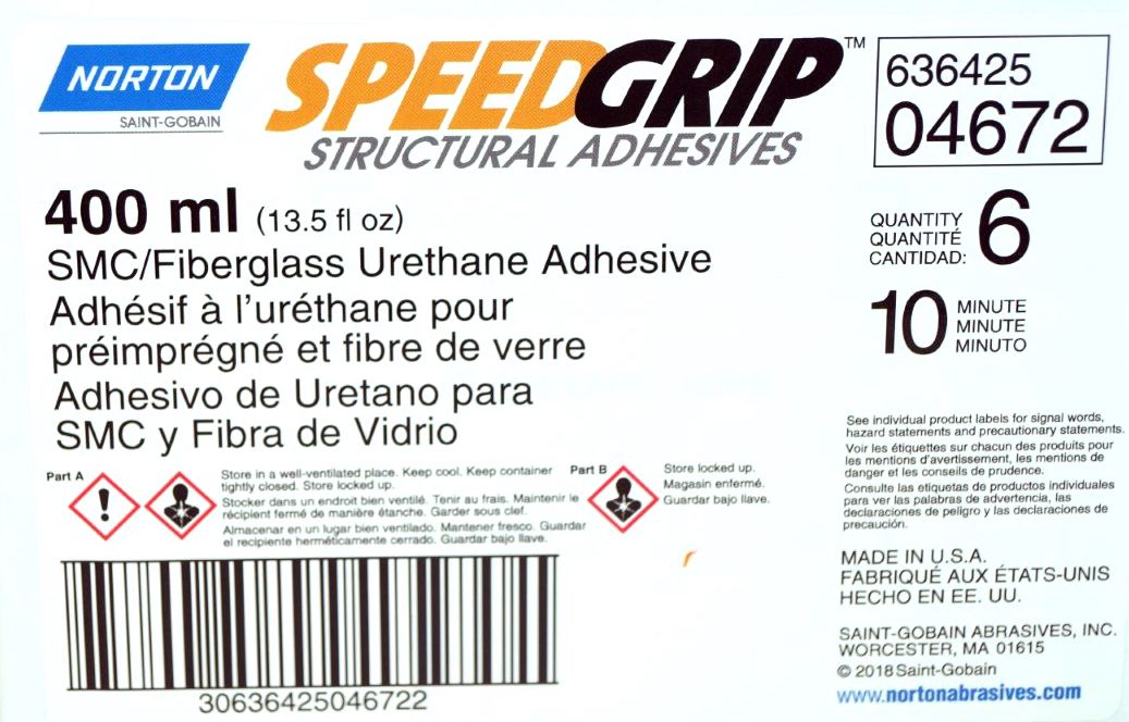 6 Pack Norton SpeedGrip Urethane SMC/Fiberglass Repair Adhesive 10 minutes 04672 - Image 6