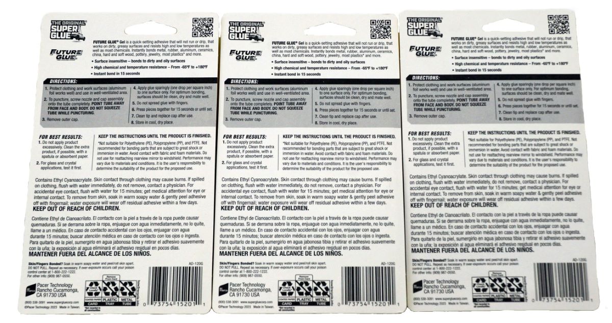 3 Pack of Pacer Pro Seal 15201 Future Glue Gel 2x 2 gram Tubes - Image 2