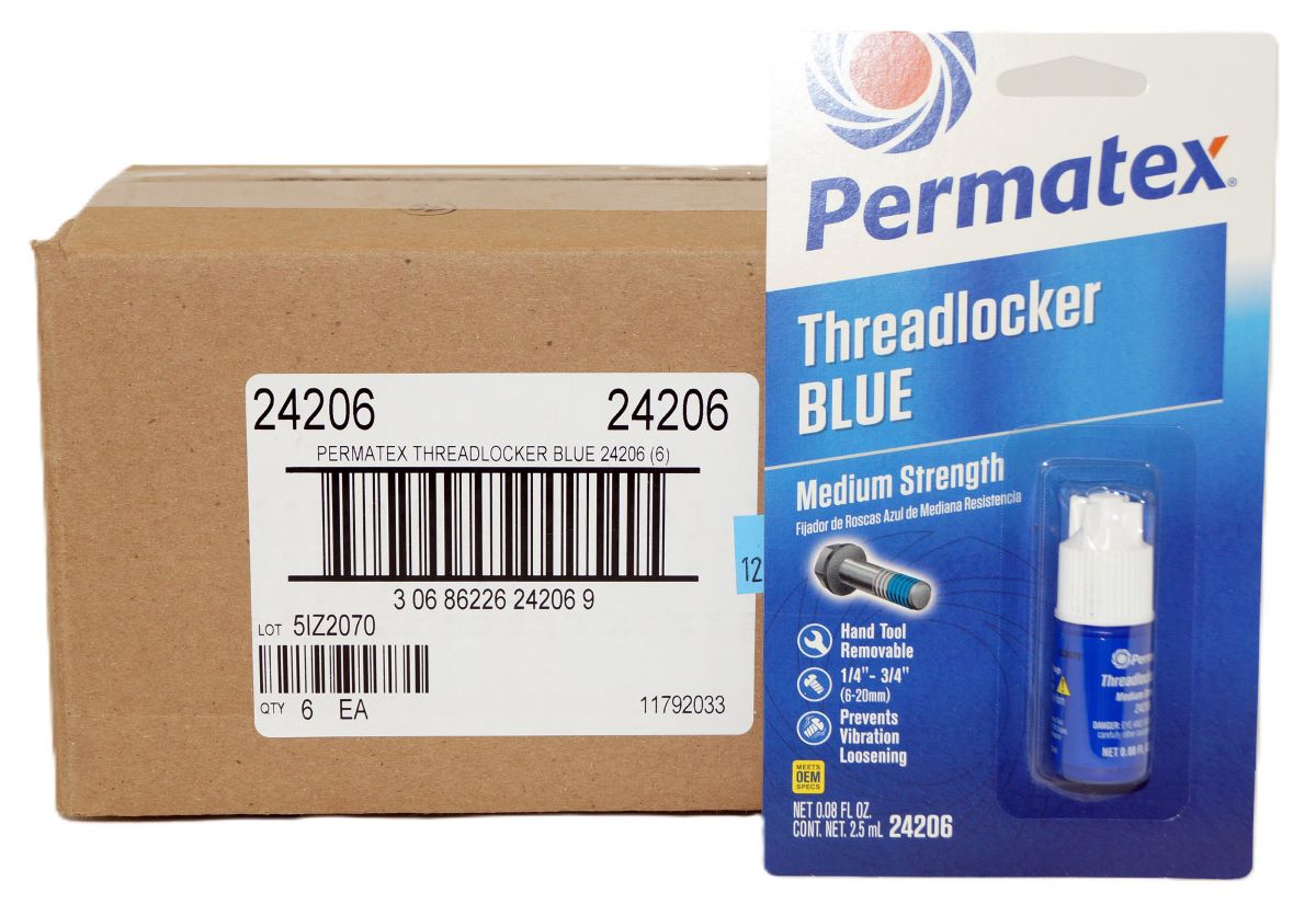 6 Pack of Permatex 24206 Medium Strength Threadlocker Blue 2.5ml