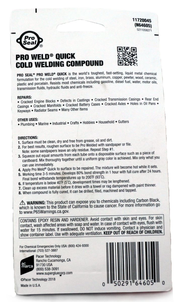 Pro-Seal 64605 Pro Weld Quick Cold Welding Compound 2oz - Image 2
