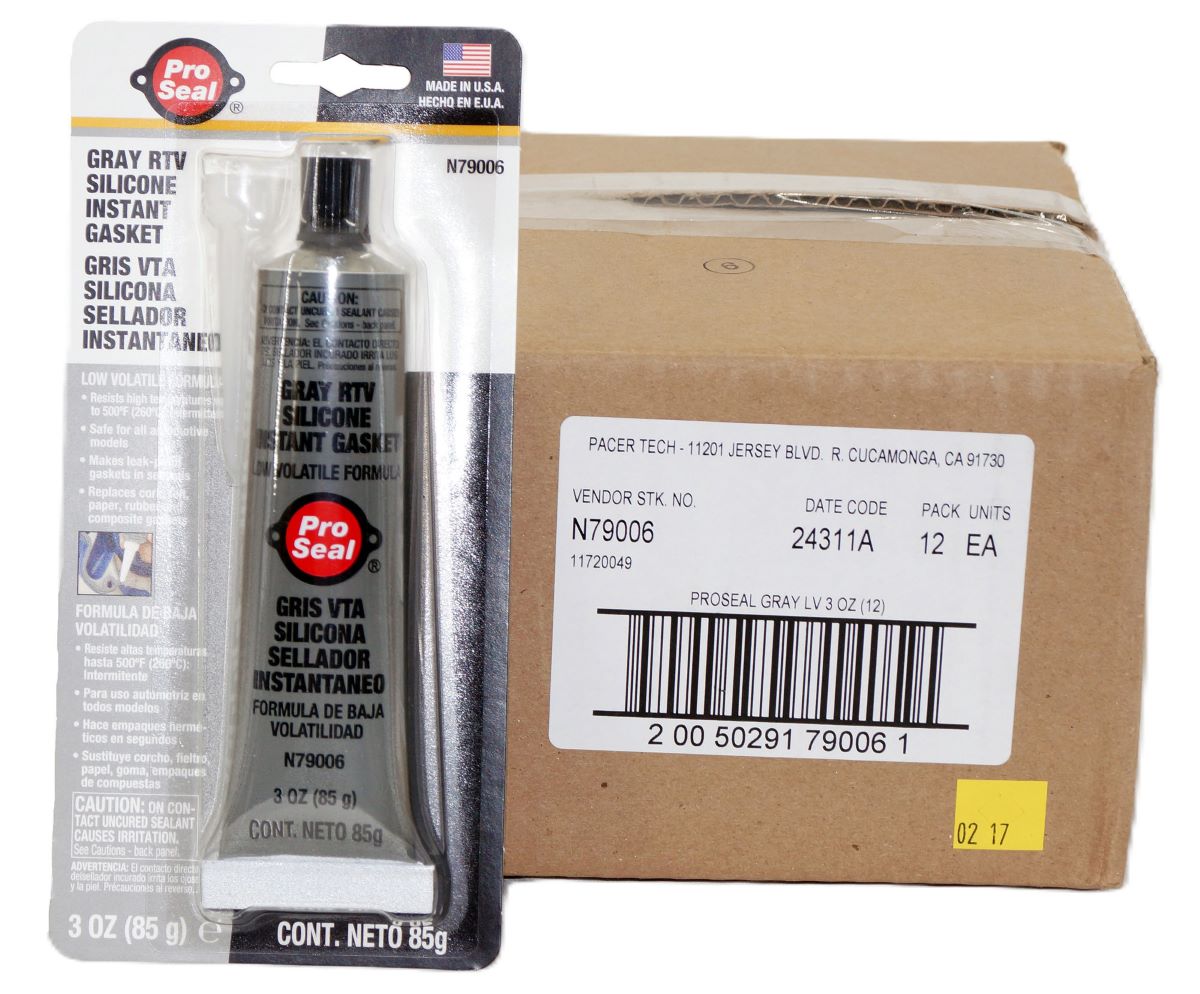 12 Pack of Pro-Seal 79006 Gray RTV Silicone Instant Gasket 3oz