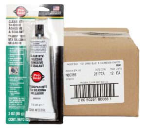 12 Pack of Pro-Seal 80066 Clear RTV Silicone Adhesive and Sealant 3oz