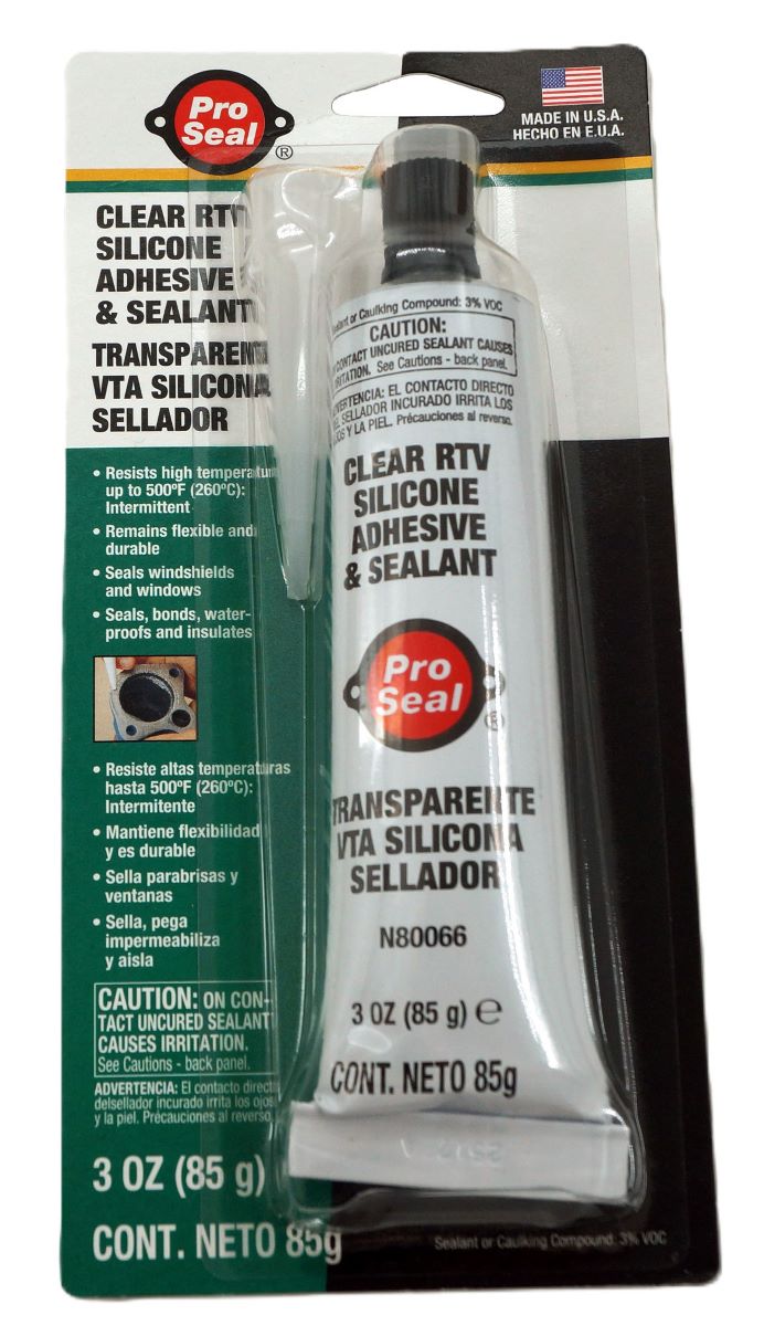 Pro-Seal 80066 Clear RTV Silicone Adhesive and Sealant 3oz