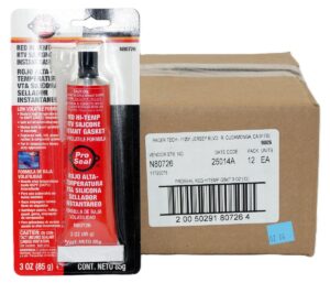 12 Pack of Pro Seal 80726 Red Hi-Temp RTV Silicone Instant Gasket 3oz