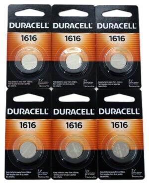 6 Pack of 3V Duracell Lithium Coin Keyless Remote Batteries 1616